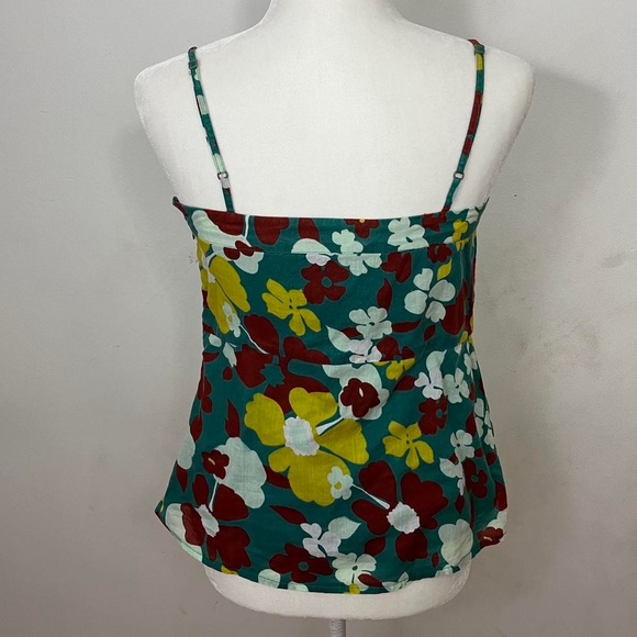 Green yellow and burgandy floral spring tank top - Picture 2 of 4